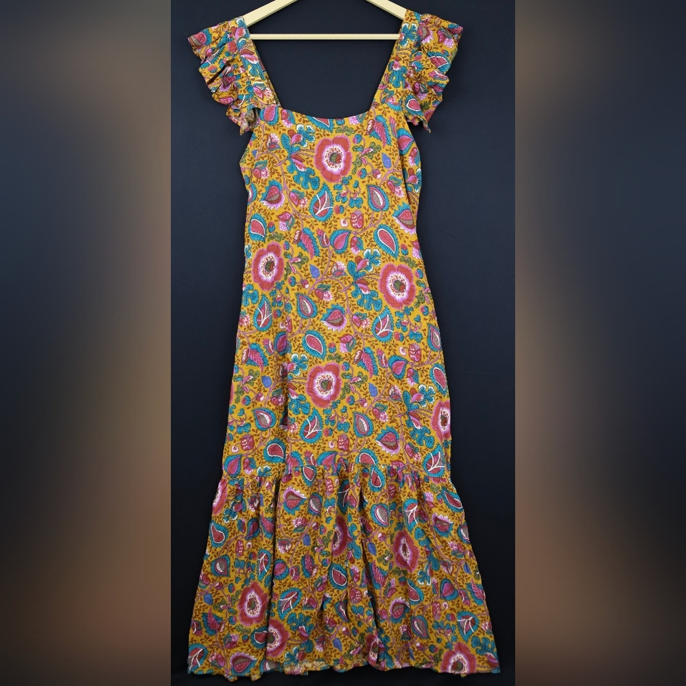 House of Harlow 1960 Floral Maxi Dress in Mustard, Pink & Teal